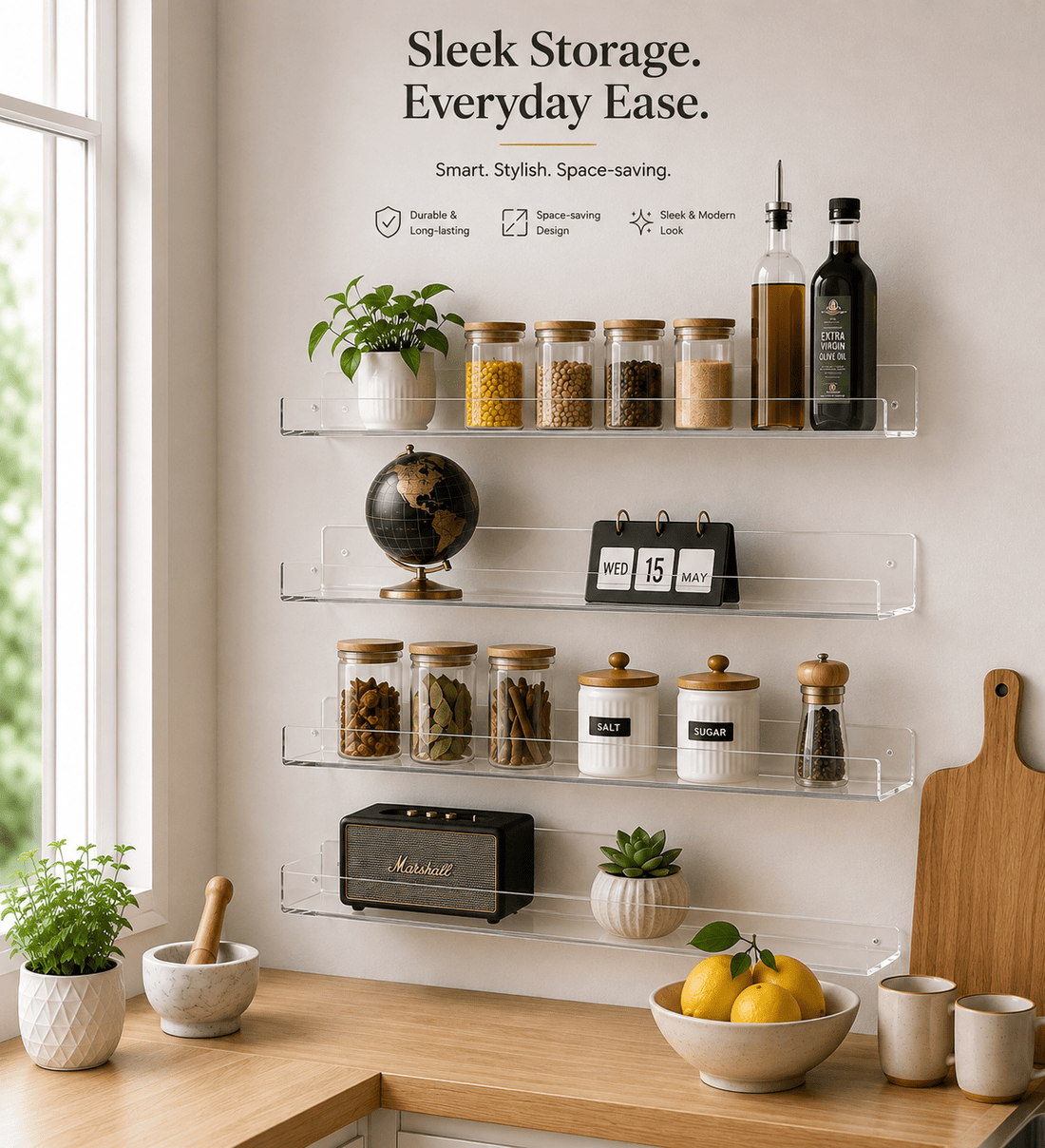 Best Wall Shelves for Kitchen Storage: Acrylic vs Wood vs Metal Compared - TuragStudio
