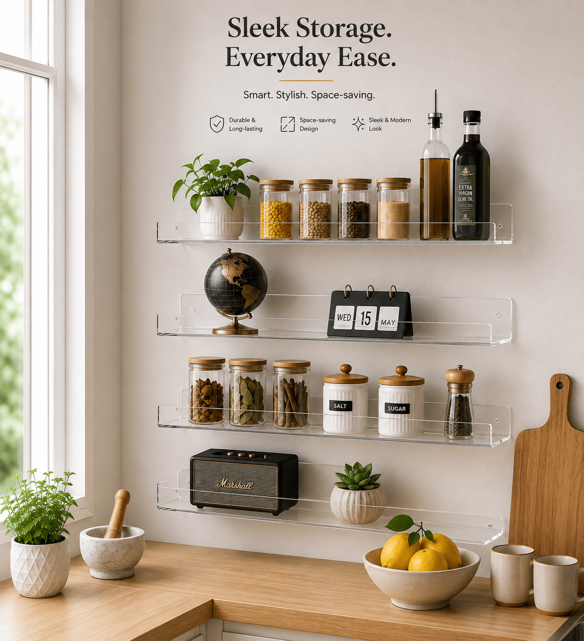Best Wall Shelves for Kitchen Storage: Acrylic vs Wood vs Metal Compared - TuragStudio