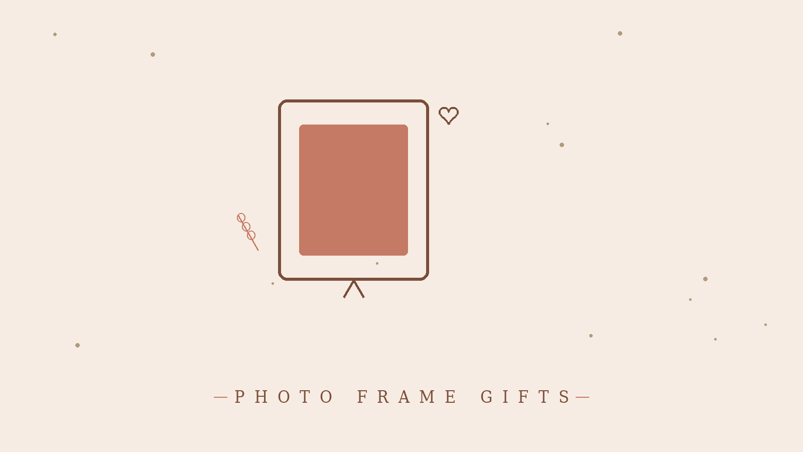 Minimalist line-art illustration of a personalized photo frame with a heart accent