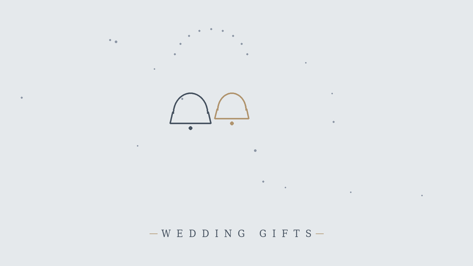 Minimalist line-art illustration of two wedding bells for a wedding gift guide