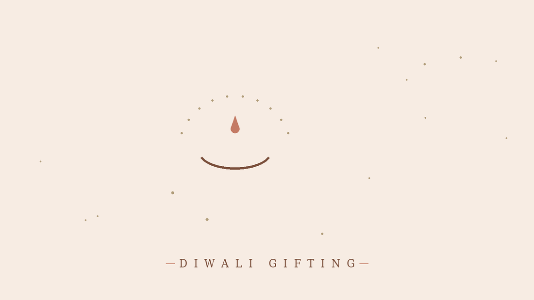 Minimalist line-art illustration of a diya lamp for a Diwali gifting guide