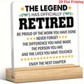 The legend has officially retired acrylic desk plaque with wooden stand