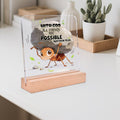 With God All Things Are Possible acrylic desk plaque with wooden stand