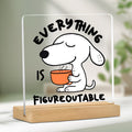Everything is figureoutable cute dog acrylic desk plaque with wooden stand
