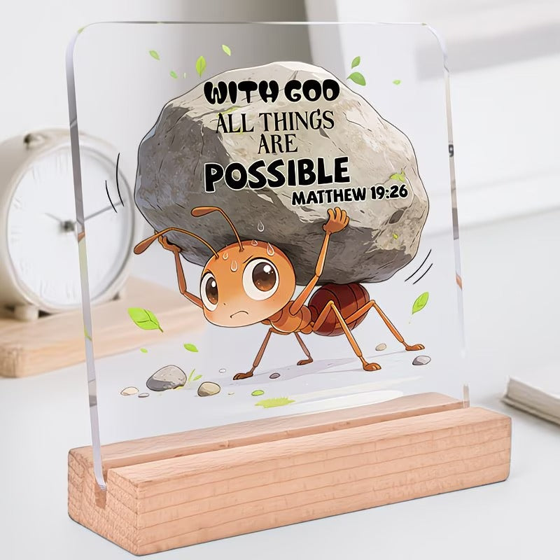 With God All Things Are Possible acrylic plaque styled desk shot