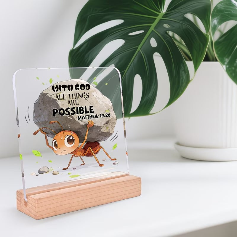 With God All Things Are Possible acrylic plaque wooden base