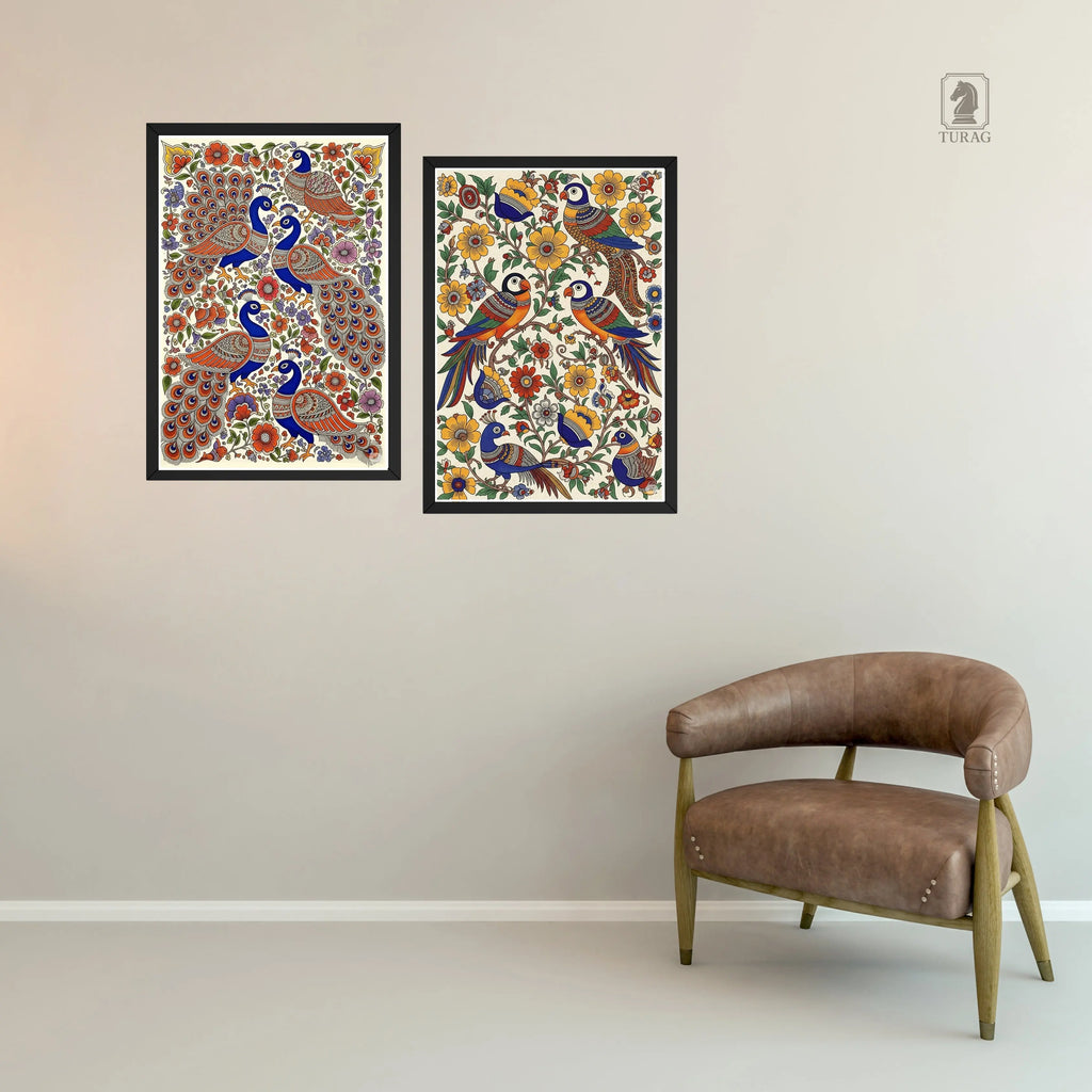 Madhubani Chitrakala Wall Art Set Photo Frame – Art from the Heart of India Turagstudio
