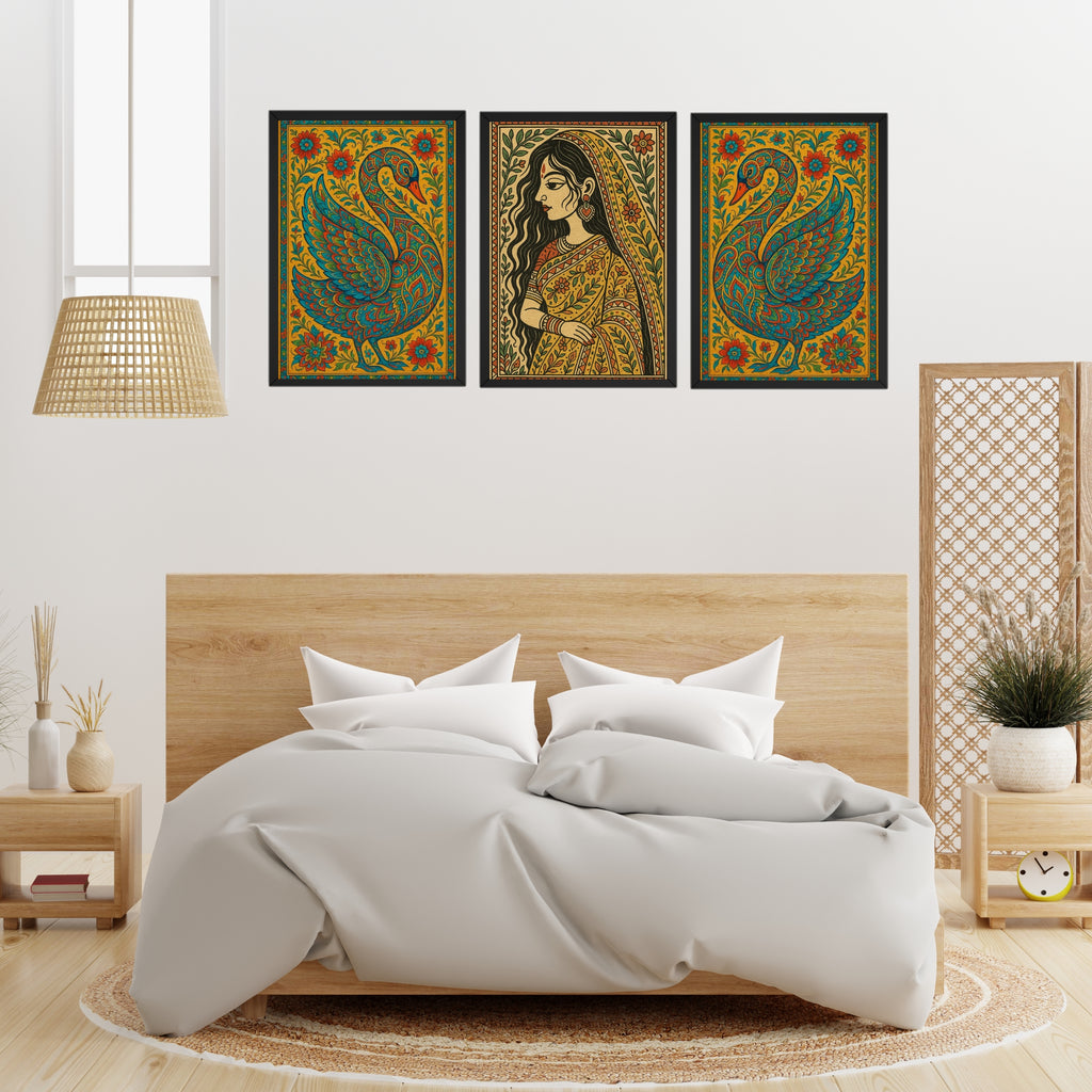 Indian Folk Art Wall Décor – 3 Frame Combo (9×13 Inch)