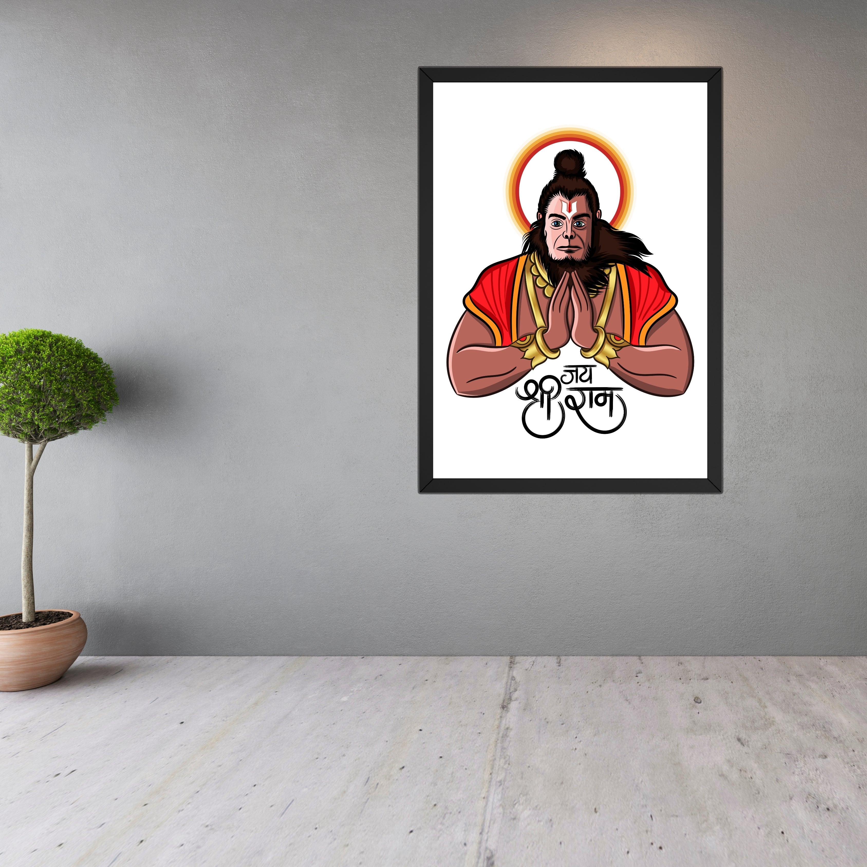 Lord Hanuman Wall Frame (9 x 13 Inch) – HD 300 DPI Print with Glass Acrylic Turagstudio