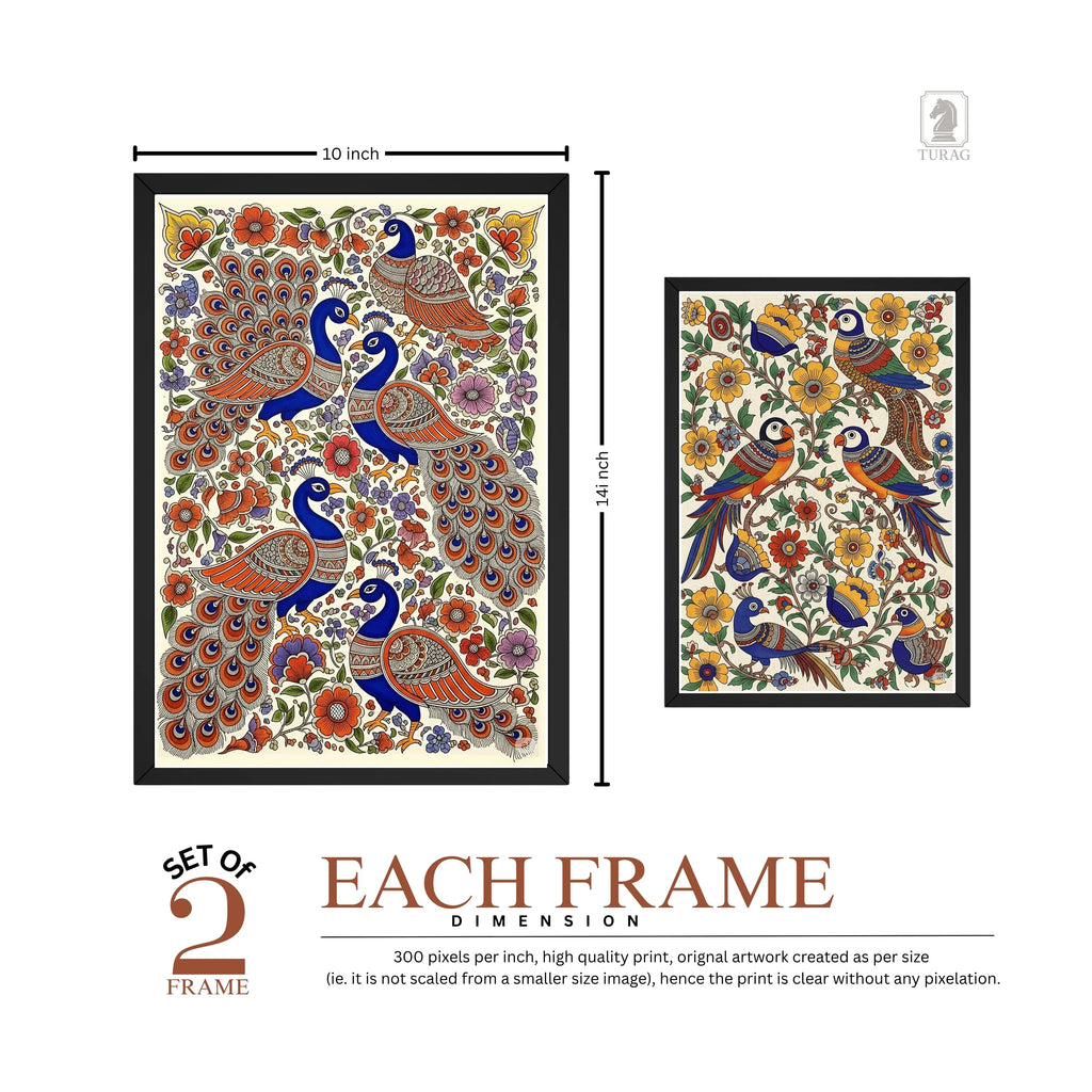 Madhubani Chitrakala Wall Art Set Photo Frame – Art from the Heart of India Turagstudio