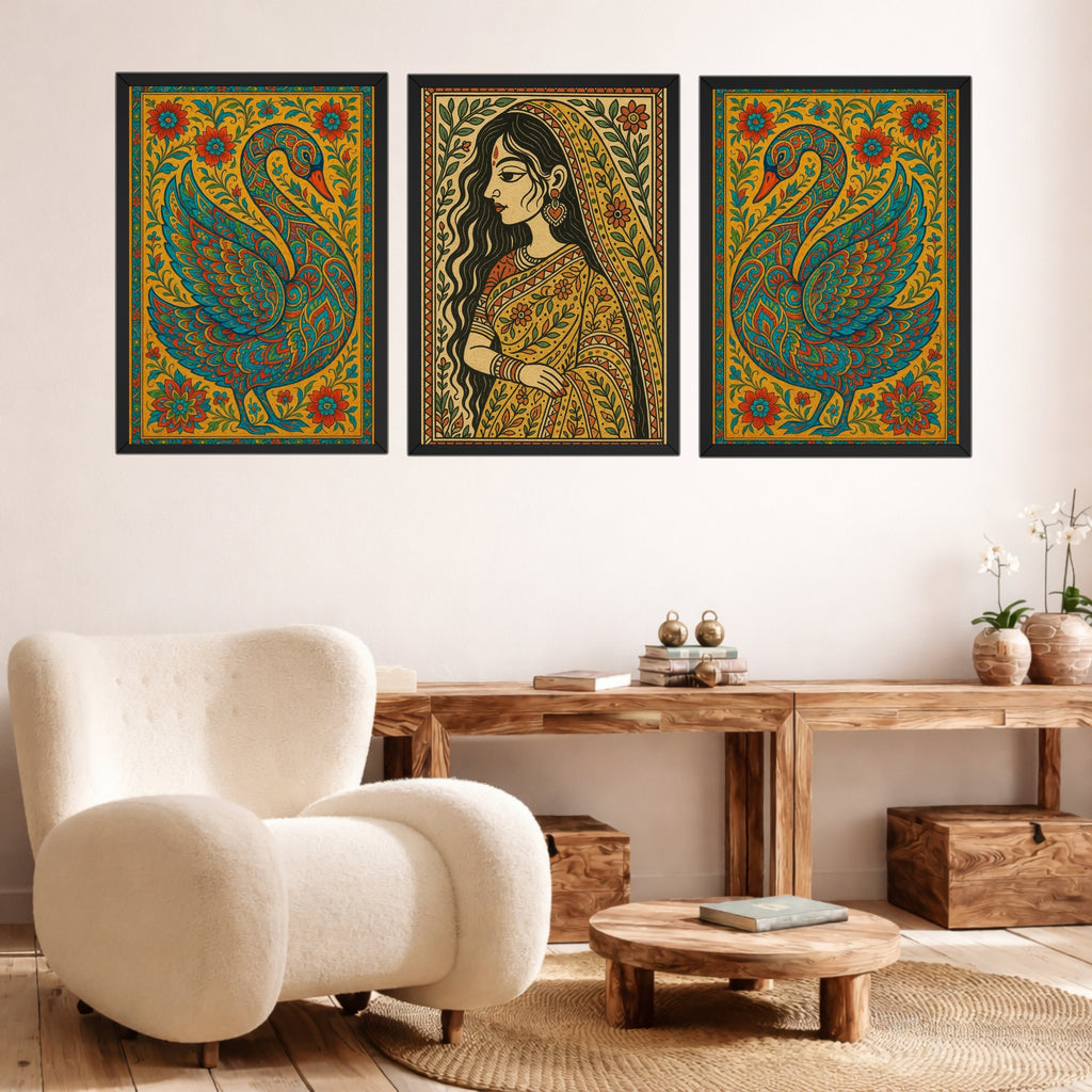 Indian Folk Art Wall Décor – 3 Frame Combo (9×13 Inch)
