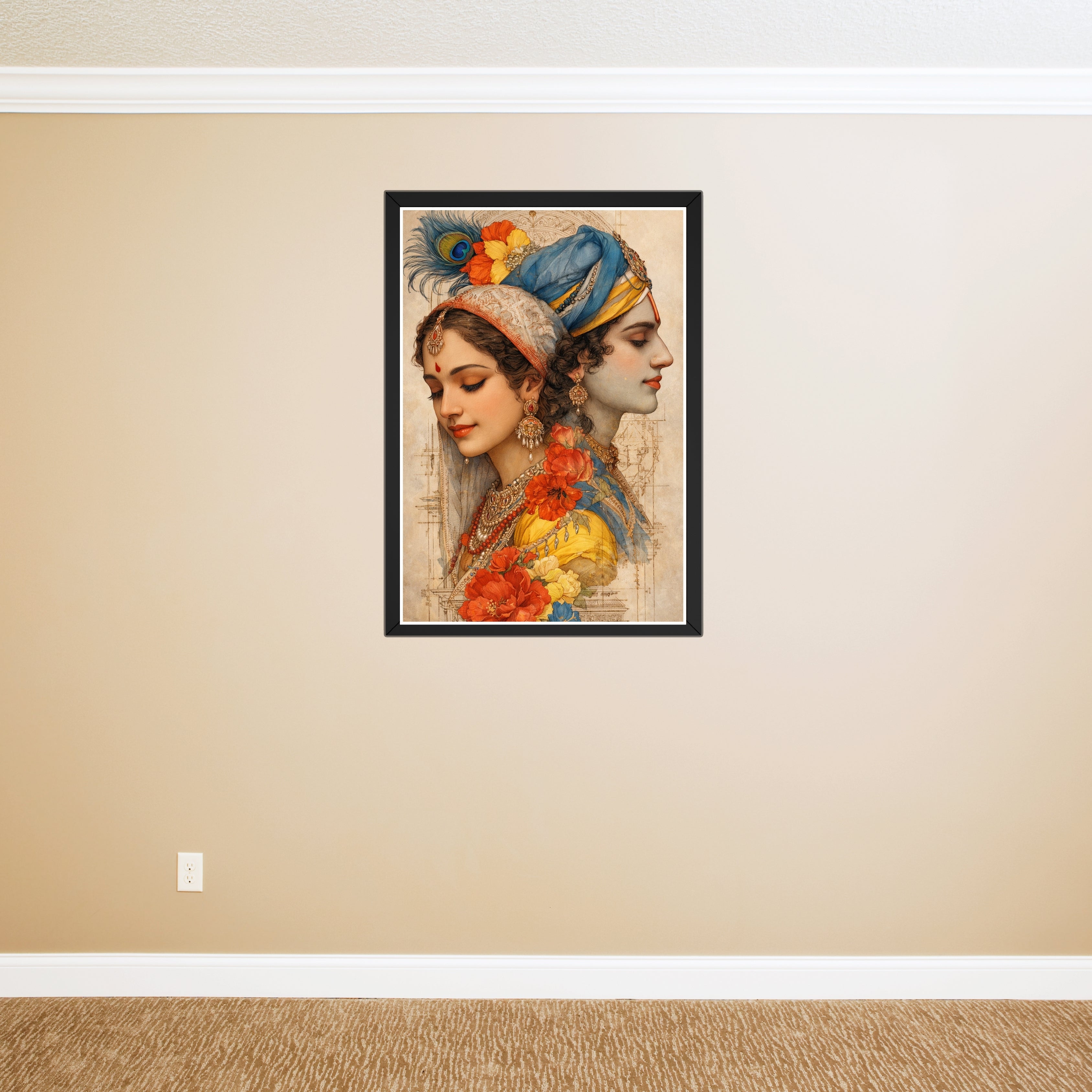Radha Krishna Elegant Art Frame – Premium Spiritual Wall Décor (15×21 Inch, 300 DPI HD Print) Turagstudio