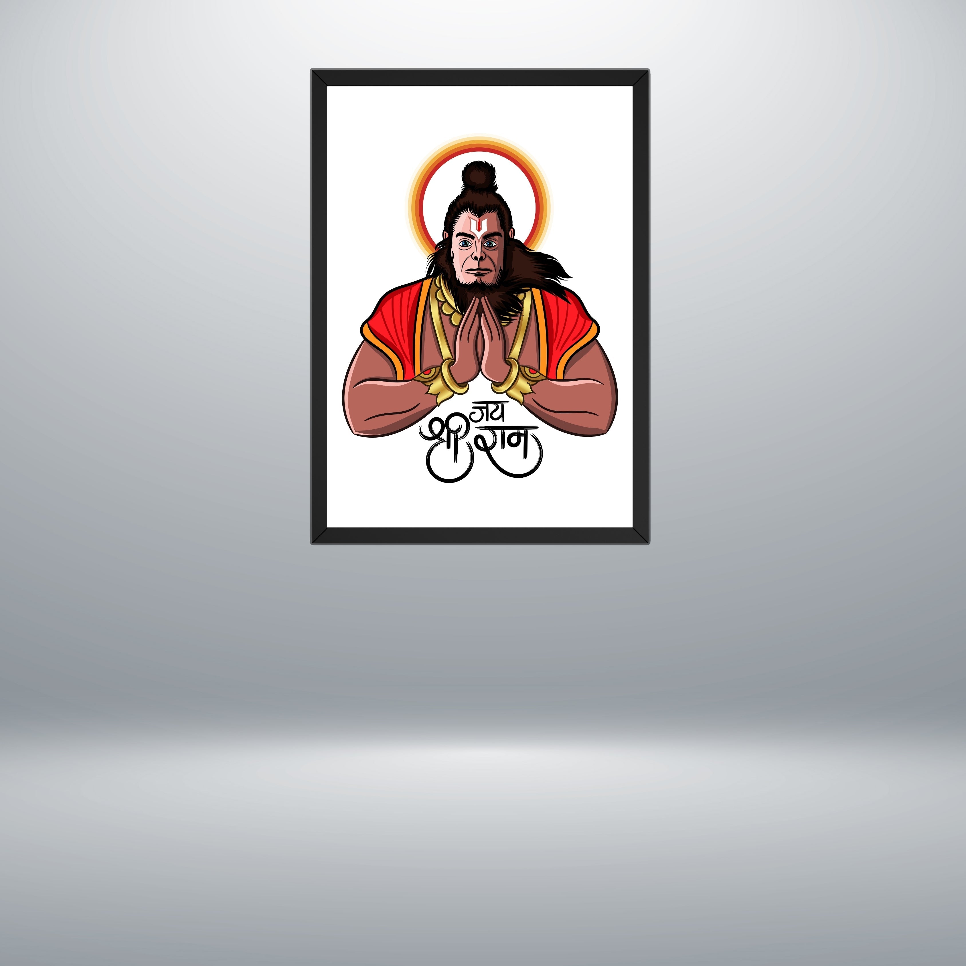 Lord Hanuman Wall Frame (9 x 13 Inch) – HD 300 DPI Print with Glass Acrylic Turagstudio