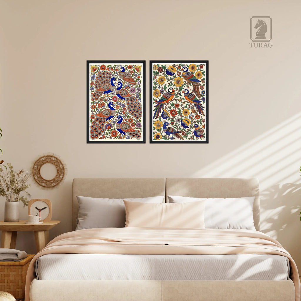 Madhubani Chitrakala Wall Art Set Photo Frame – Art from the Heart of India Turagstudio
