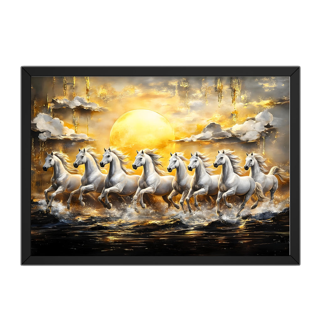 Seven Running Horses Golden Sunrise – Premium Framed Photo Frame Turagstudio