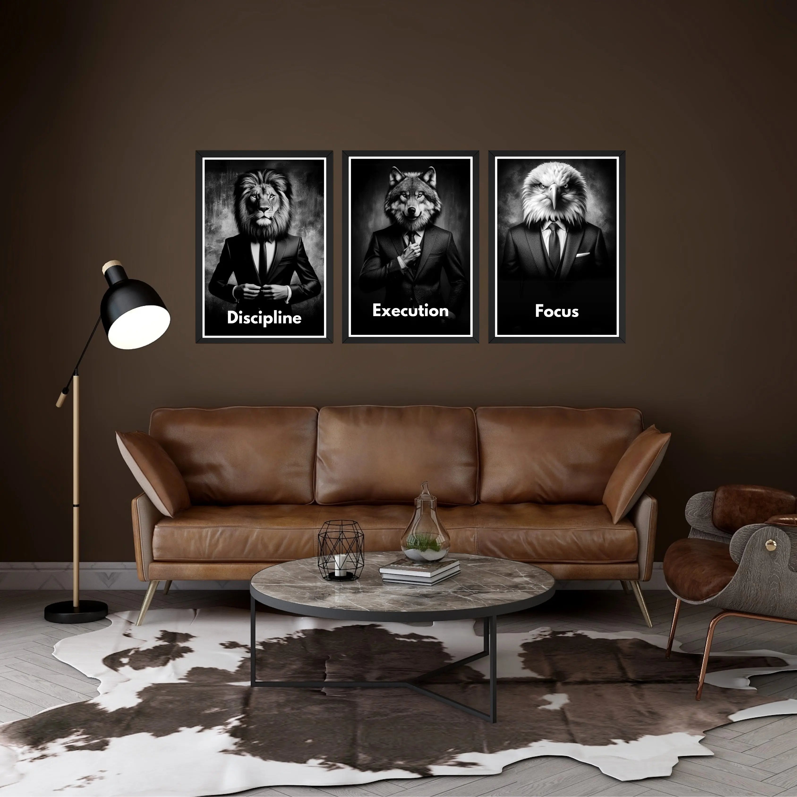 Discipline • Execution • Focus – Motivational Wall Art Frame Set (3 Pieces, 15×21 Inch, 300 DPI HD Print) Turagstudio