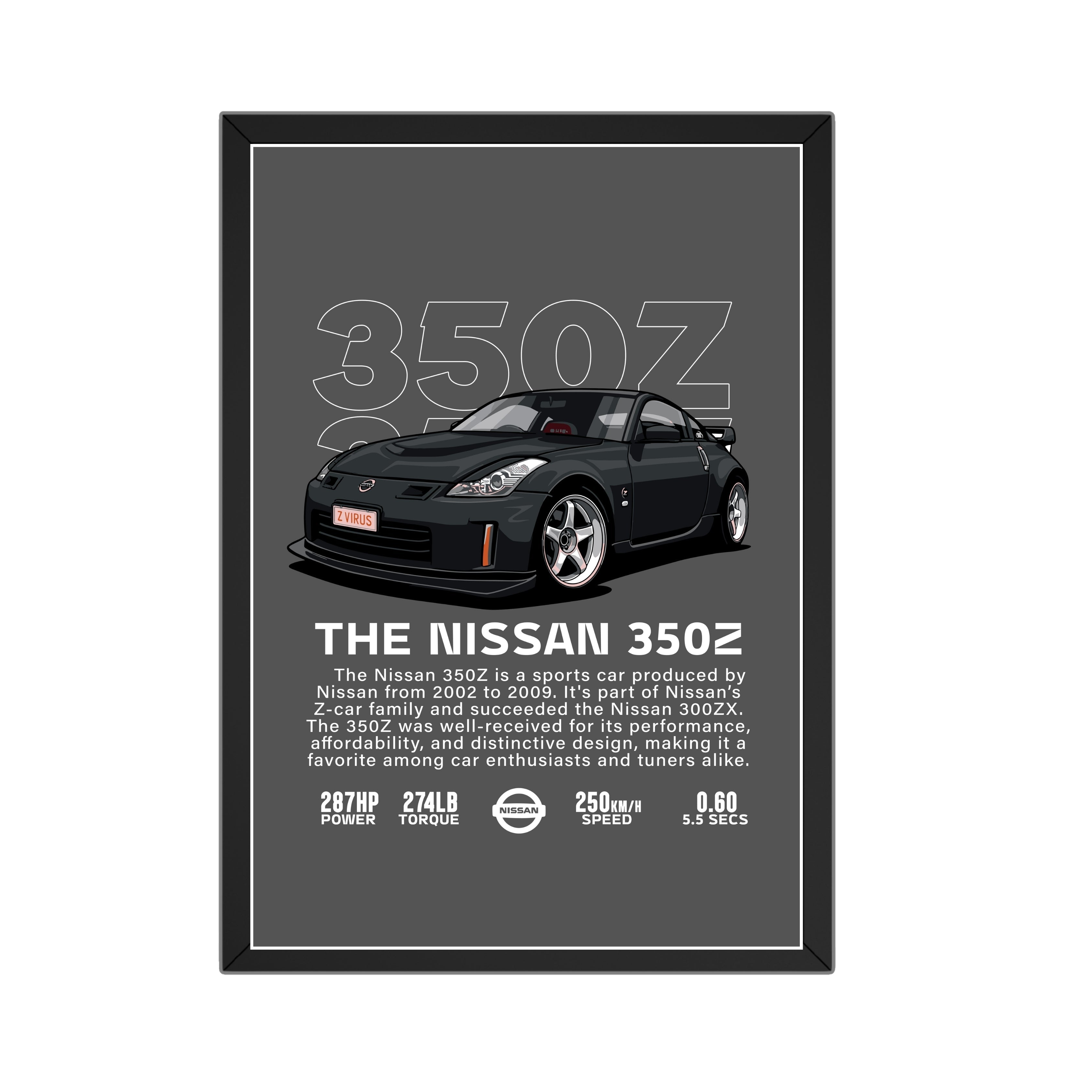 Nissan 350Z Framed Wall Art Poster Frame Turagstudio