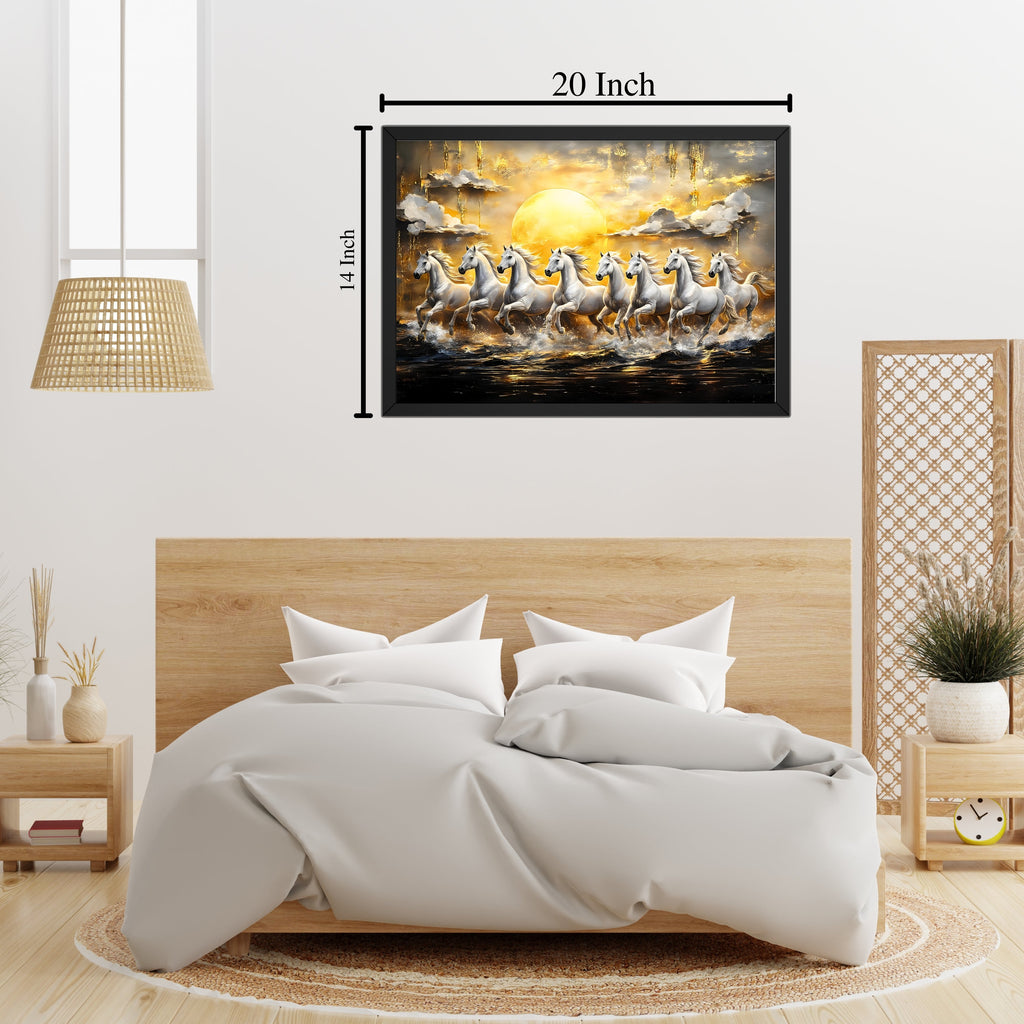 Seven Running Horses Golden Sunrise – Premium Framed Photo Frame Turagstudio