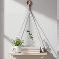 Macrame Wall Hanging Shelf Wood Floating Shelves with Wooden Dowel