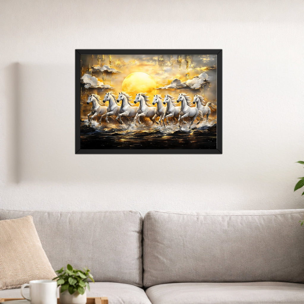 Seven Running Horses Golden Sunrise – Premium Framed Photo Frame Turagstudio