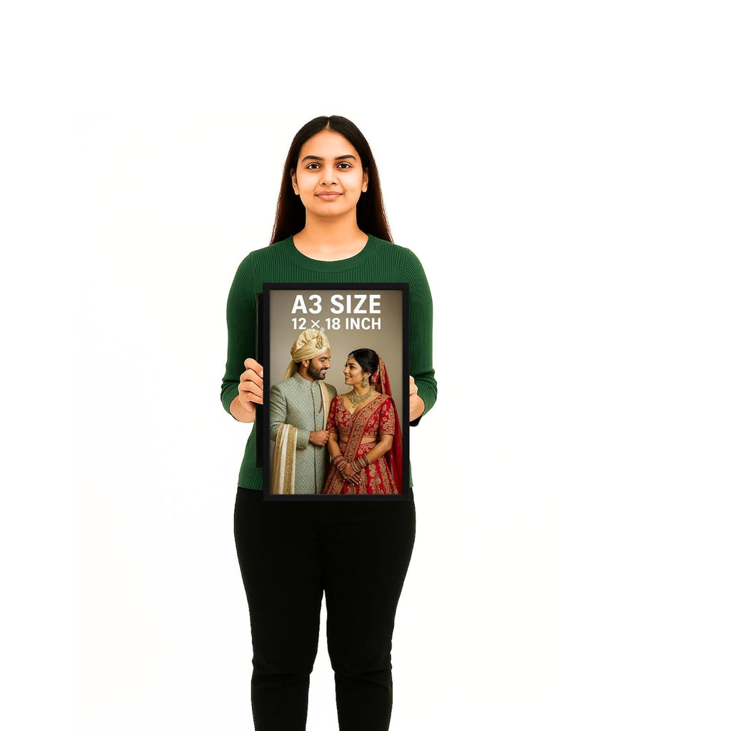 Customized Rectangular Photo Frame with A3 Size Single Photo | Personalized Gift for Birthday, Anniversary, Wedding, Couples, Friend | (,Black,12X18)