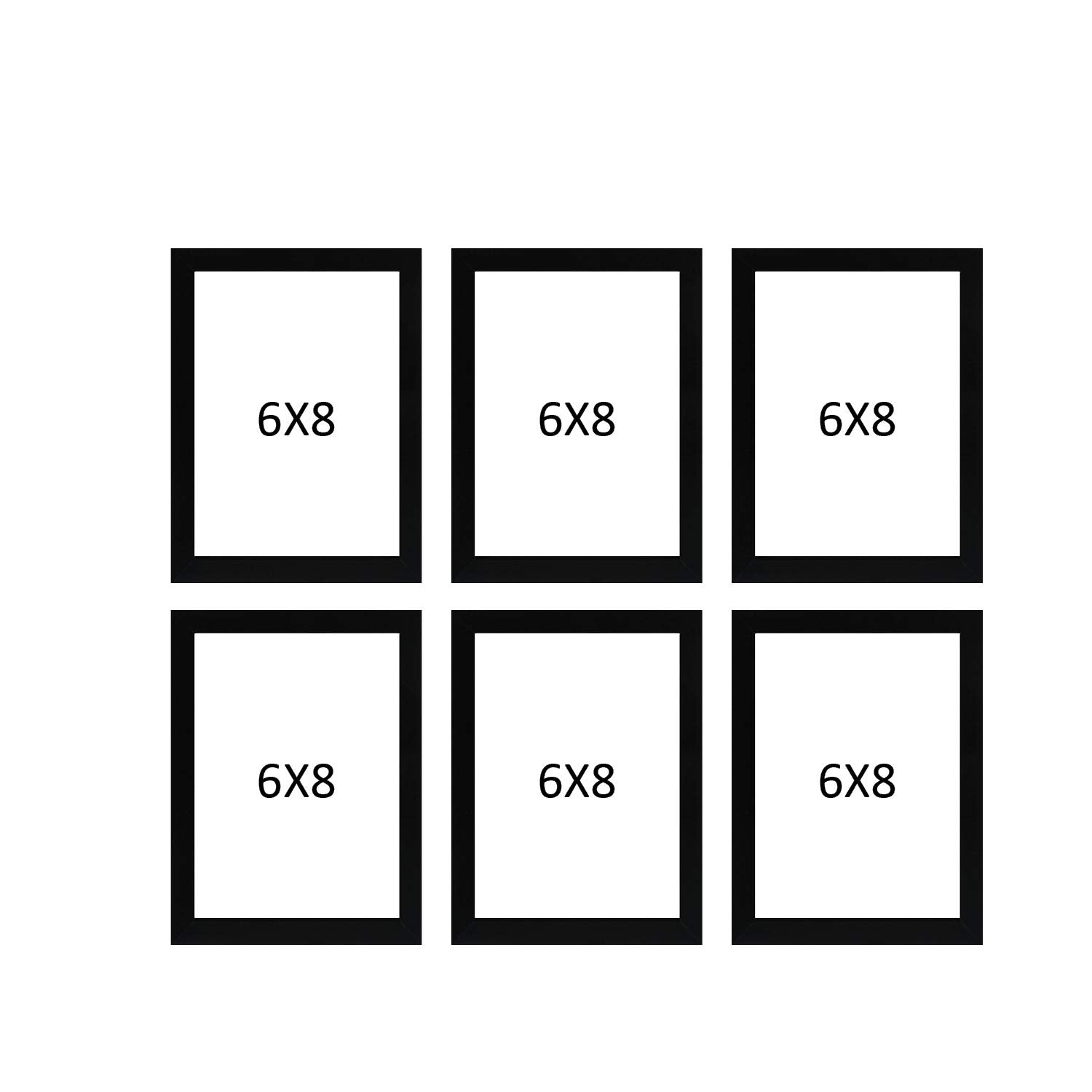 Set of 6 Photo Frames – 6 × 8 Inch Black Rectangular Wall Mount Frames