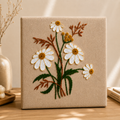 Handmade Daisy Floral Embroidery Wall Art Frame – Fabric Wall Hanging Decor