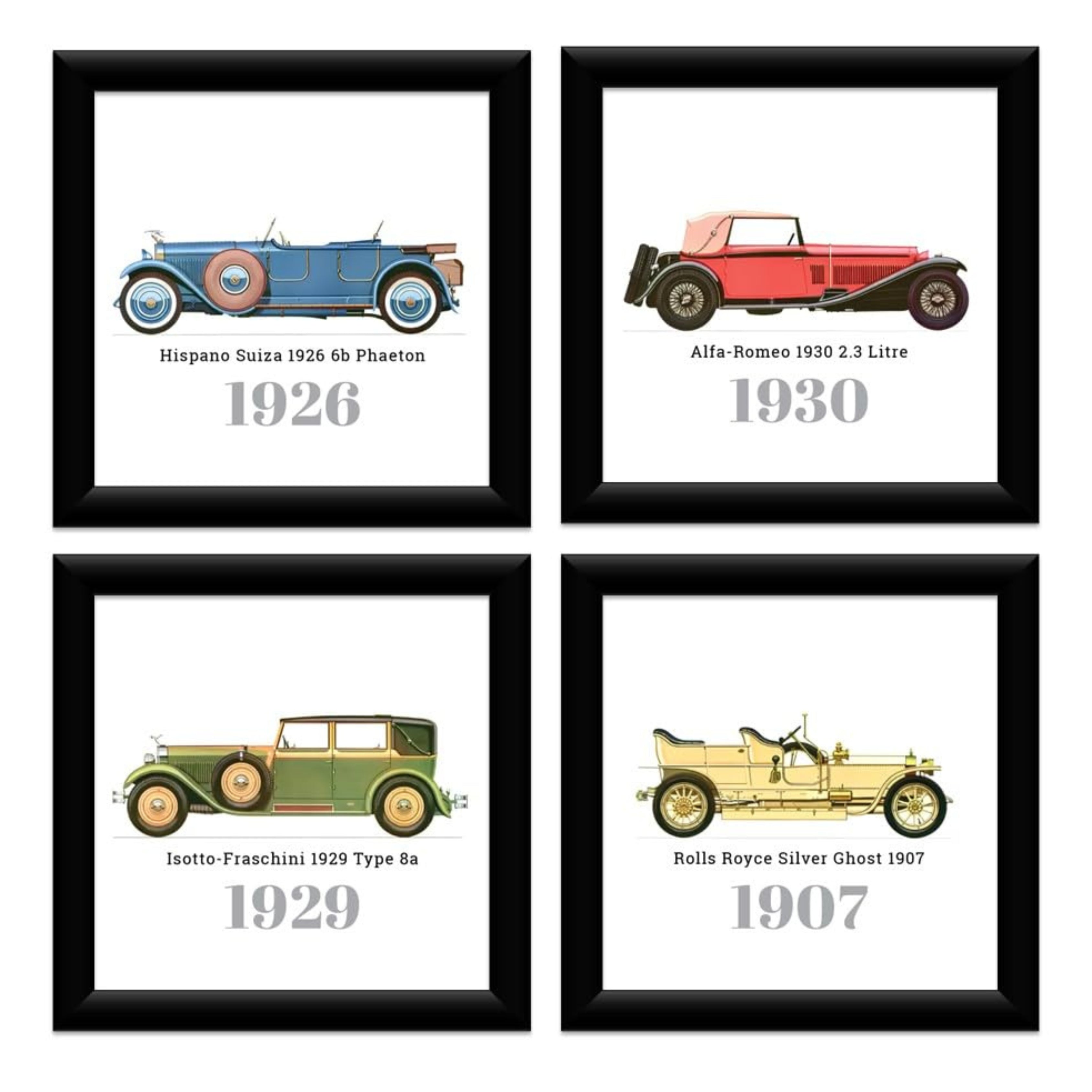Vintage Car Painting Framed Wall Decor for Room Decoration Turagstudio
