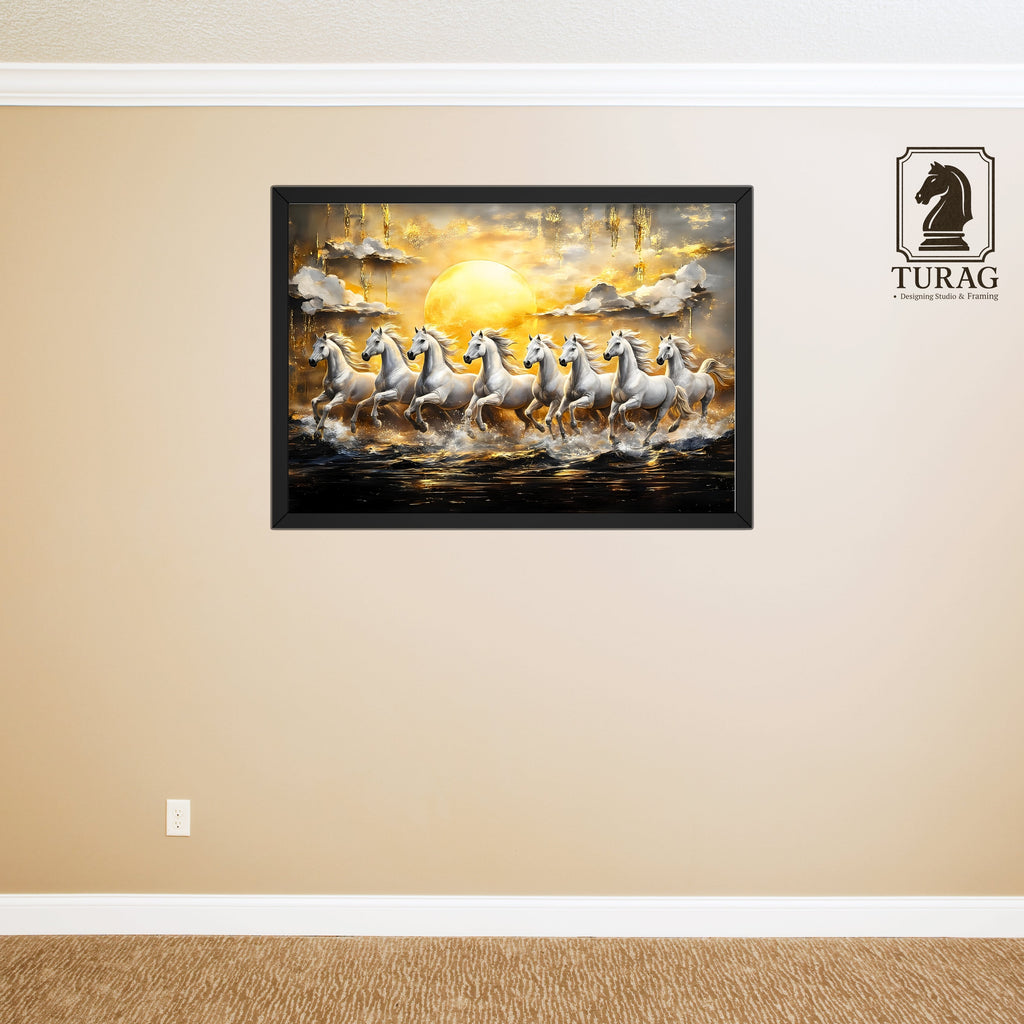 Seven Running Horses Golden Sunrise – Premium Framed Photo Frame Turagstudio
