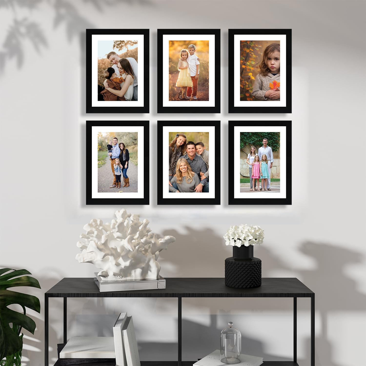 Set of 6 Photo Frames – 6 × 8 Inch Black Rectangular Wall Mount Frames