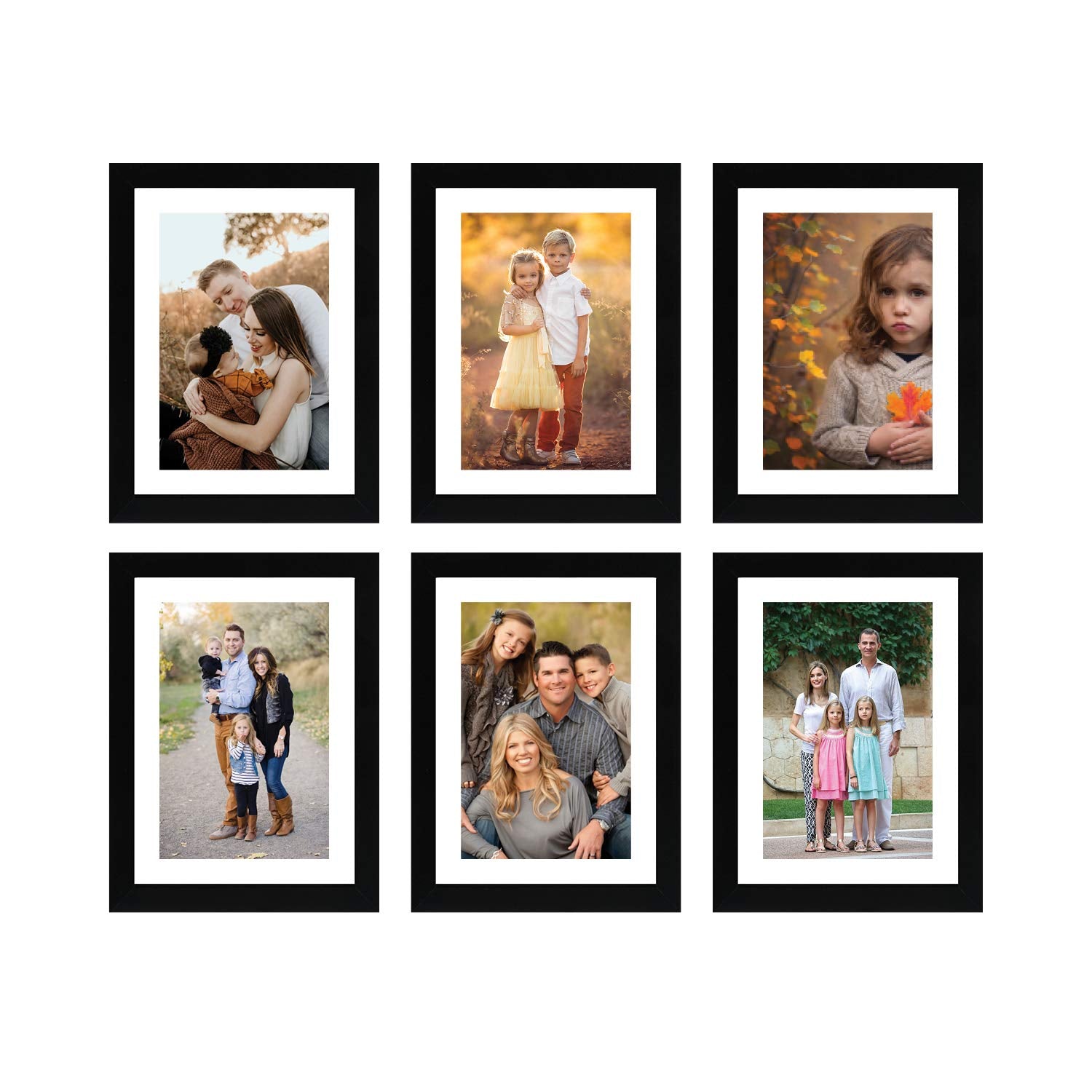 Set of 6 Photo Frames – 6 × 8 Inch Black Rectangular Wall Mount Frames