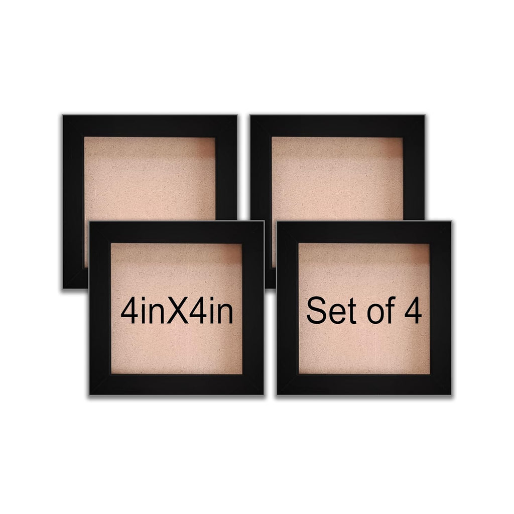 Set of 4 Black 4x4 Inch Mini Picture Frames