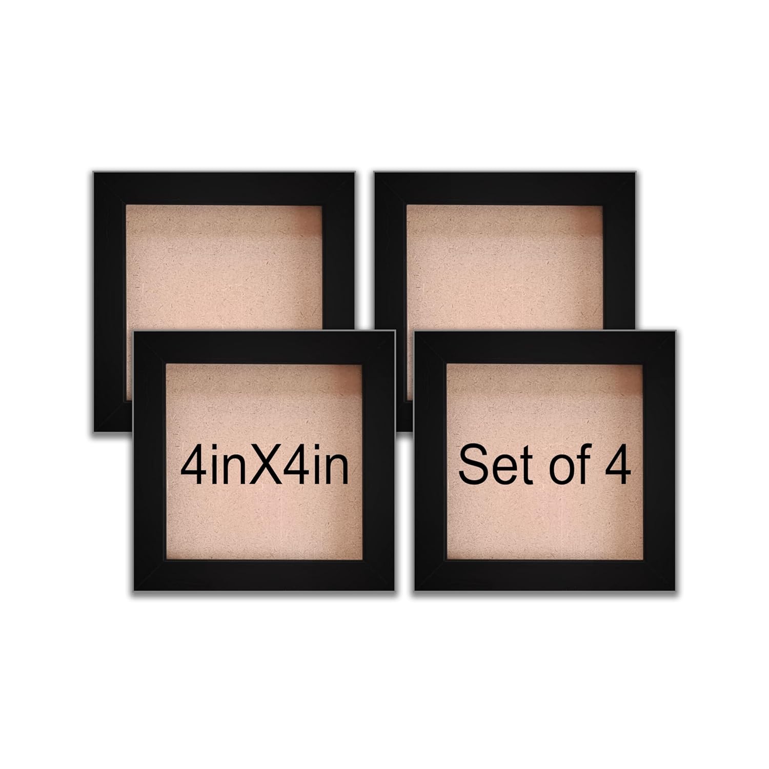 Set of 4 Black 4x4 Inch Mini Picture Frames