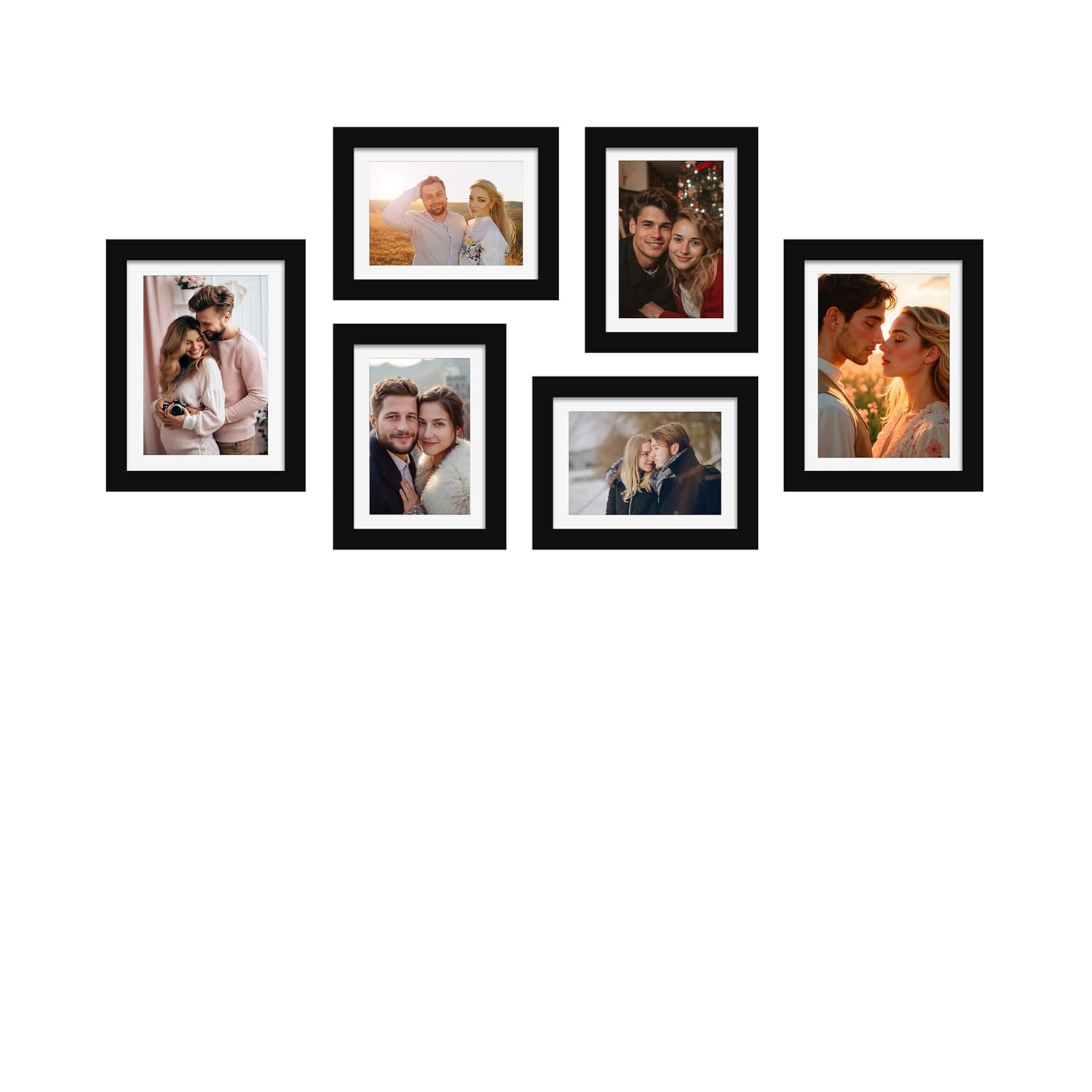 Photo Frame Set of 6, 2 Units 6x8 inches 4 units 8x10 Inches Picture Frame for Home and Office Wall Decor