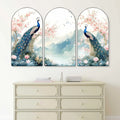 Peacock Wall Art Panel Set | 3-Piece MDF Panel With Sparkle Print Turagstudio