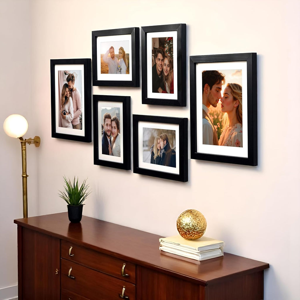 Photo Frame Set of 6, 2 Units 6x8 inches 4 units 8x10 Inches Picture Frame for Home and Office Wall Decor