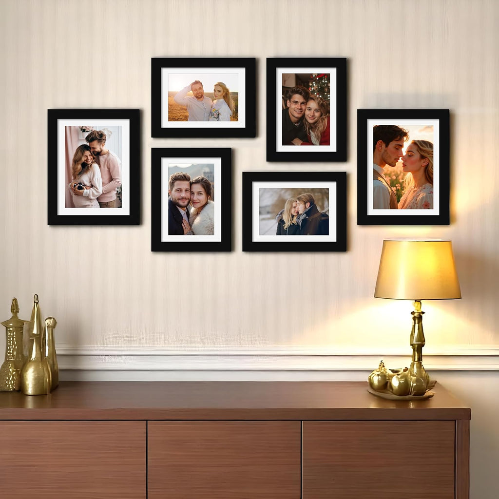 Photo Frame Set of 6, 2 Units 6x8 inches 4 units 8x10 Inches Picture Frame for Home and Office Wall Decor