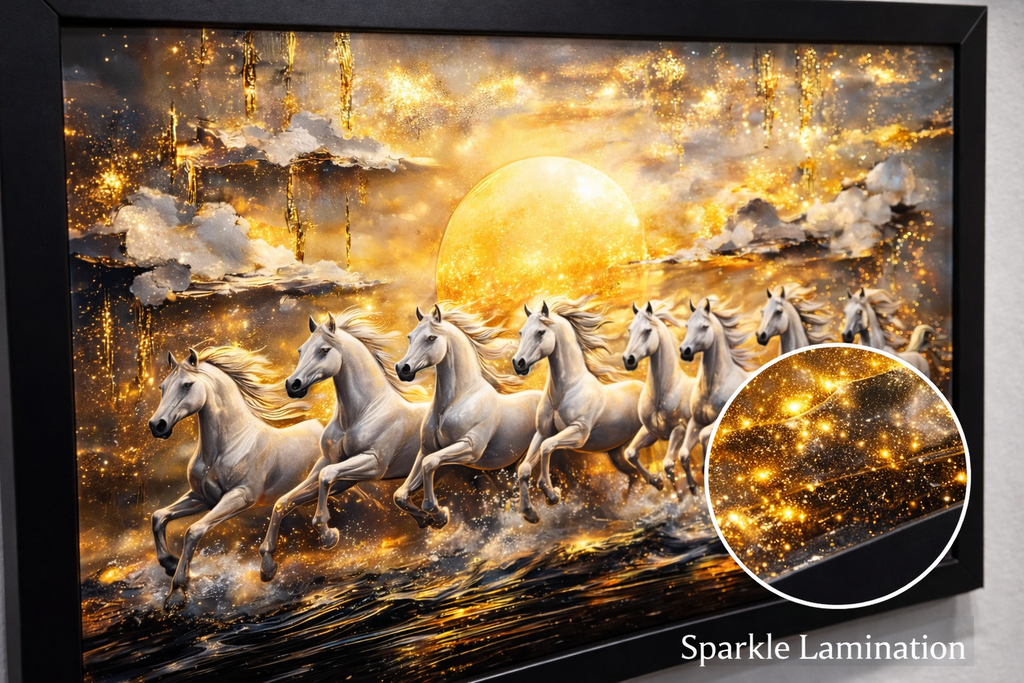 Seven Running Horses Golden Sunrise – Premium Framed Photo Frame Turagstudio