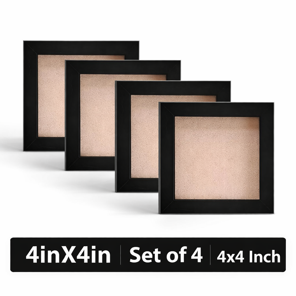 Set of 4 Black 4x4 Inch Mini Picture Frames