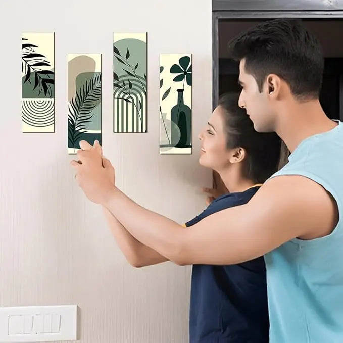 Modern Botanical Wall Art Set of 4 Mdf Panel Turagstudio