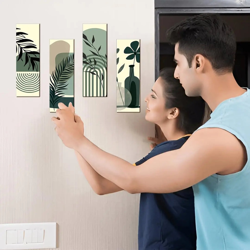 Modern Botanical Wall Art Set of 4 Mdf Panel Turagstudio