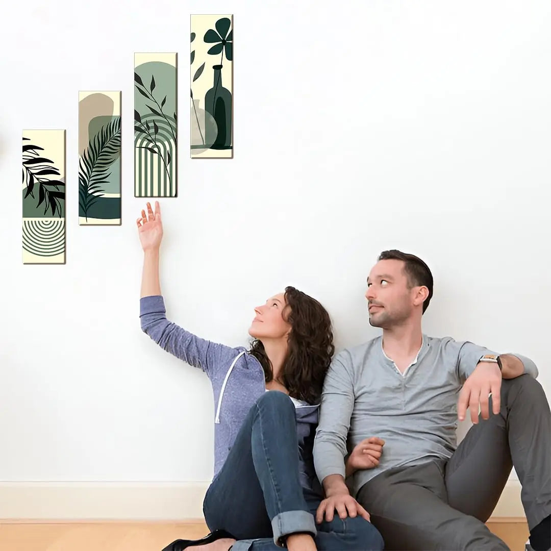 Modern Botanical Wall Art Set of 4 Mdf Panel Turagstudio