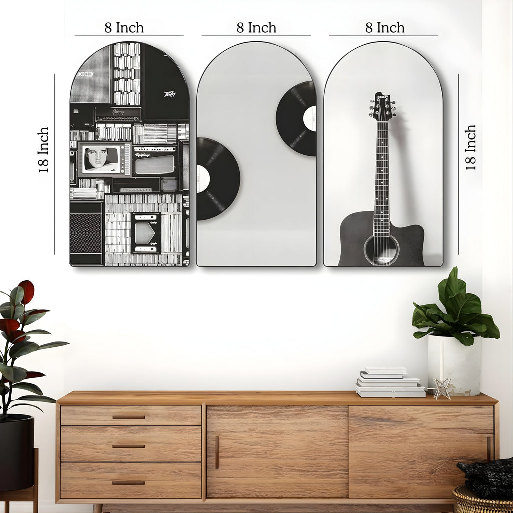 Musical Theme Wall Art 3 Panel Set Painting on MDF Turagstudio