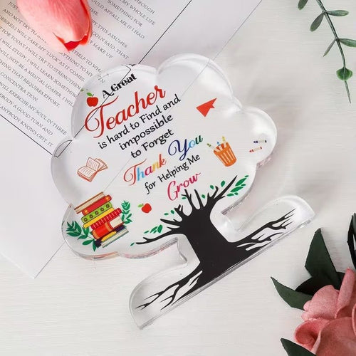 A Great Teacher Is Hard To Find Acrylic Desk Plaque | Cloud-Shaped Tree Design - TuragStudio