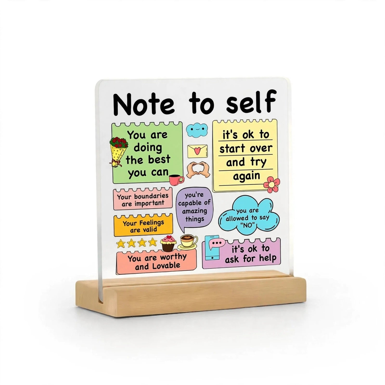 Note to Self Motivational Acrylic Desk Sign – Office Decor Gift