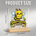 Bee-lieve In Yourself Acrylic Desk Plaque | Cute Bee Motivational Decor - TuragStudio