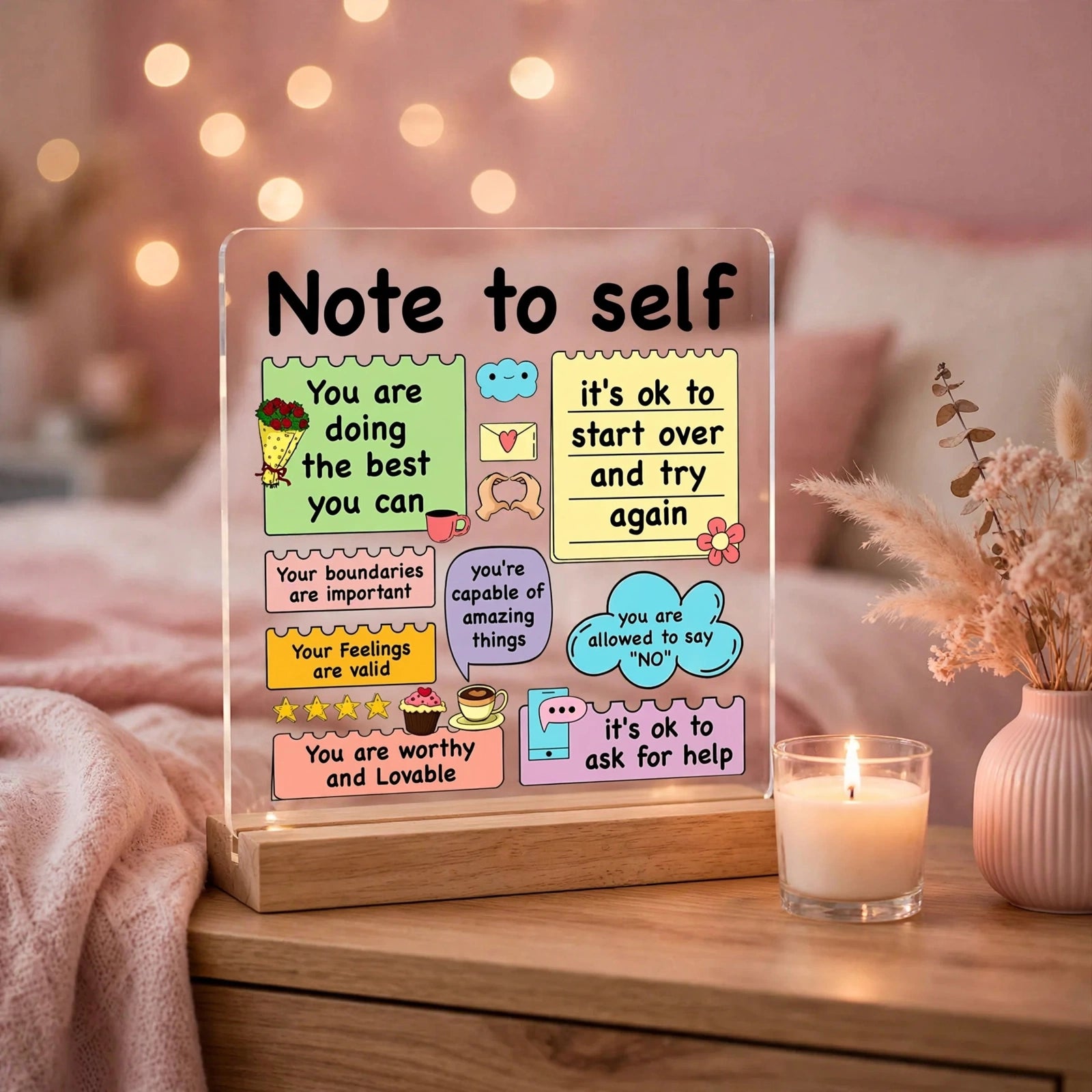 Note to Self Motivational Acrylic Desk Sign – Office Decor Gift
