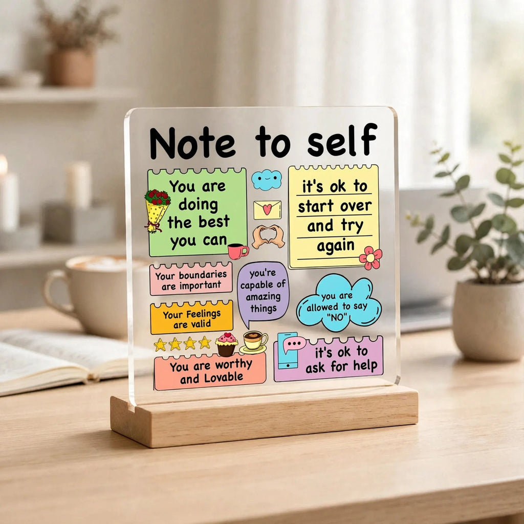 Note to Self Motivational Acrylic Desk Sign – Office Decor Gift