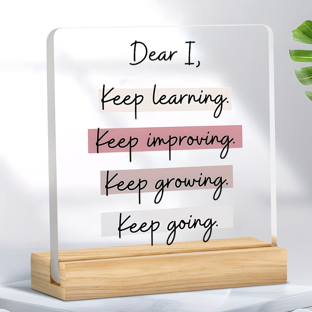 Dear I Keep Going Acrylic Desk Plaque | Self-Love Affirmation Decor - TuragStudio