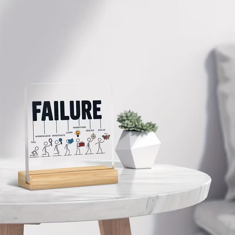 FAILURE Growth Mindset Acrylic Plaque with Wooden Stand - TuragStudio